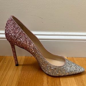 Jimmy Choo Romy 100 - Platinum/Flamingo Glitter Degrade